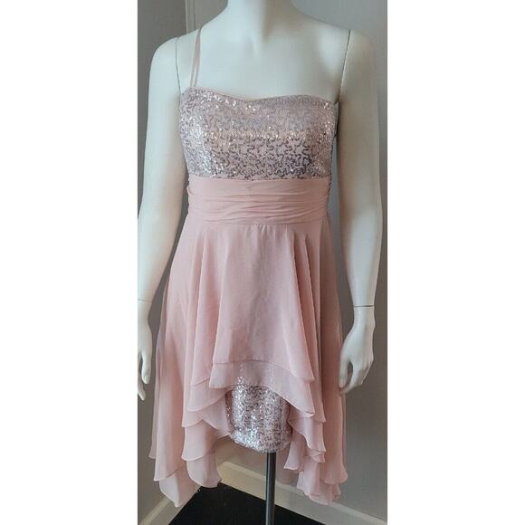 MXI Womans Sz 13 Pink Glam Dress Dance Party Strapless - Picture 1 of 6